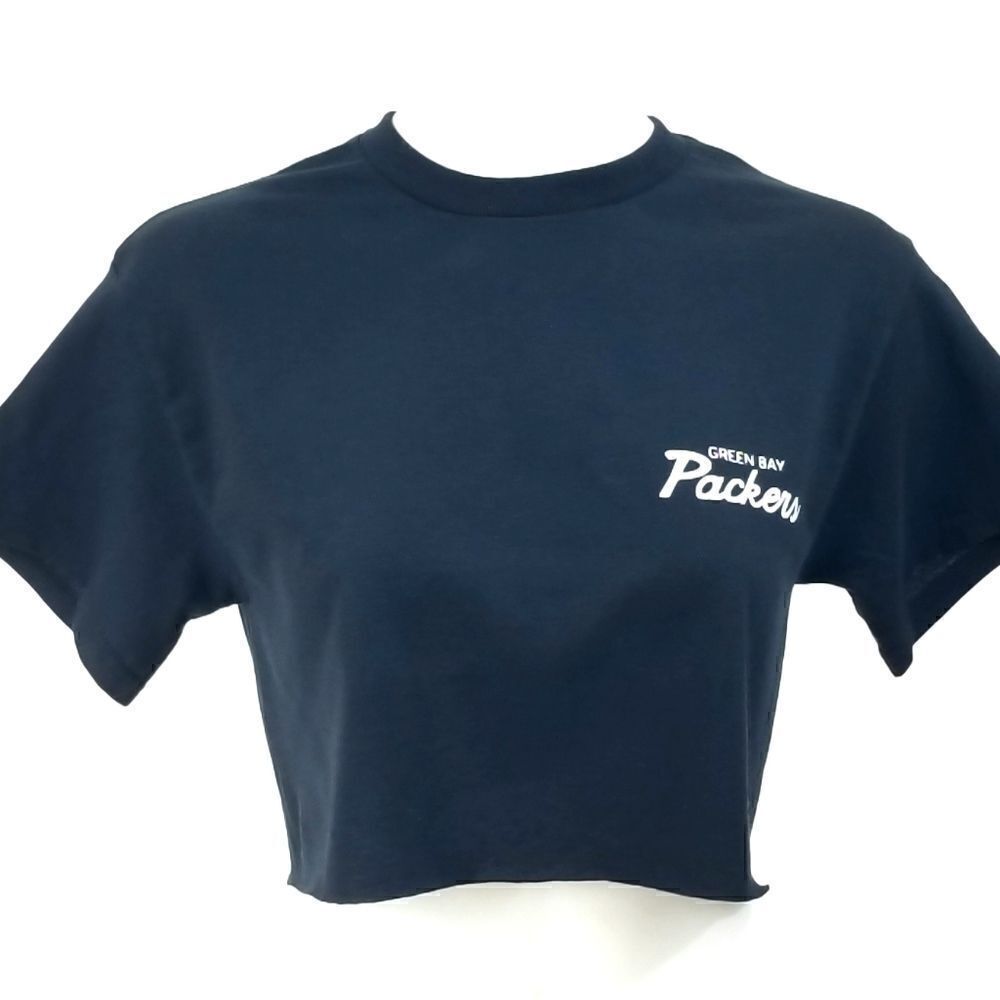 Green Bay Packers Double Script Retro Logo NFL "Cropped" Crop Top Football Tee